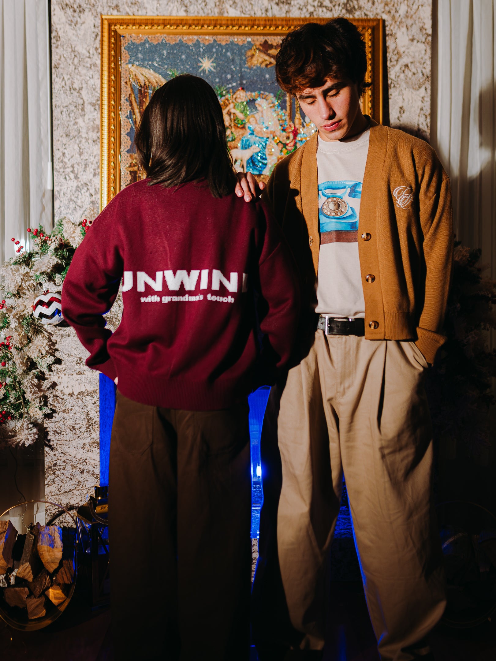 Cardigan Knit Fabric Grandma´s - Wine red