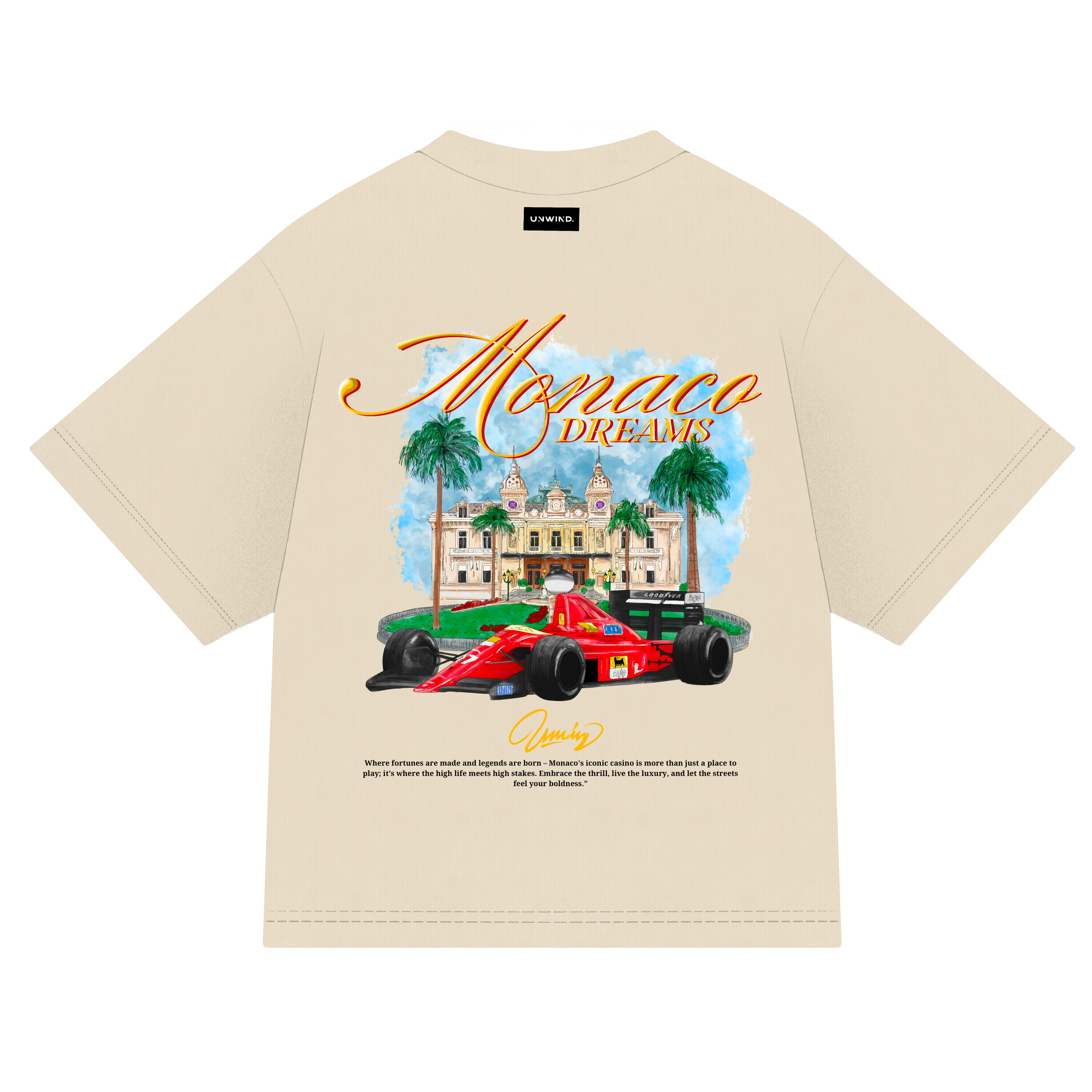 Camiseta hueso Boxy fit F1 Style