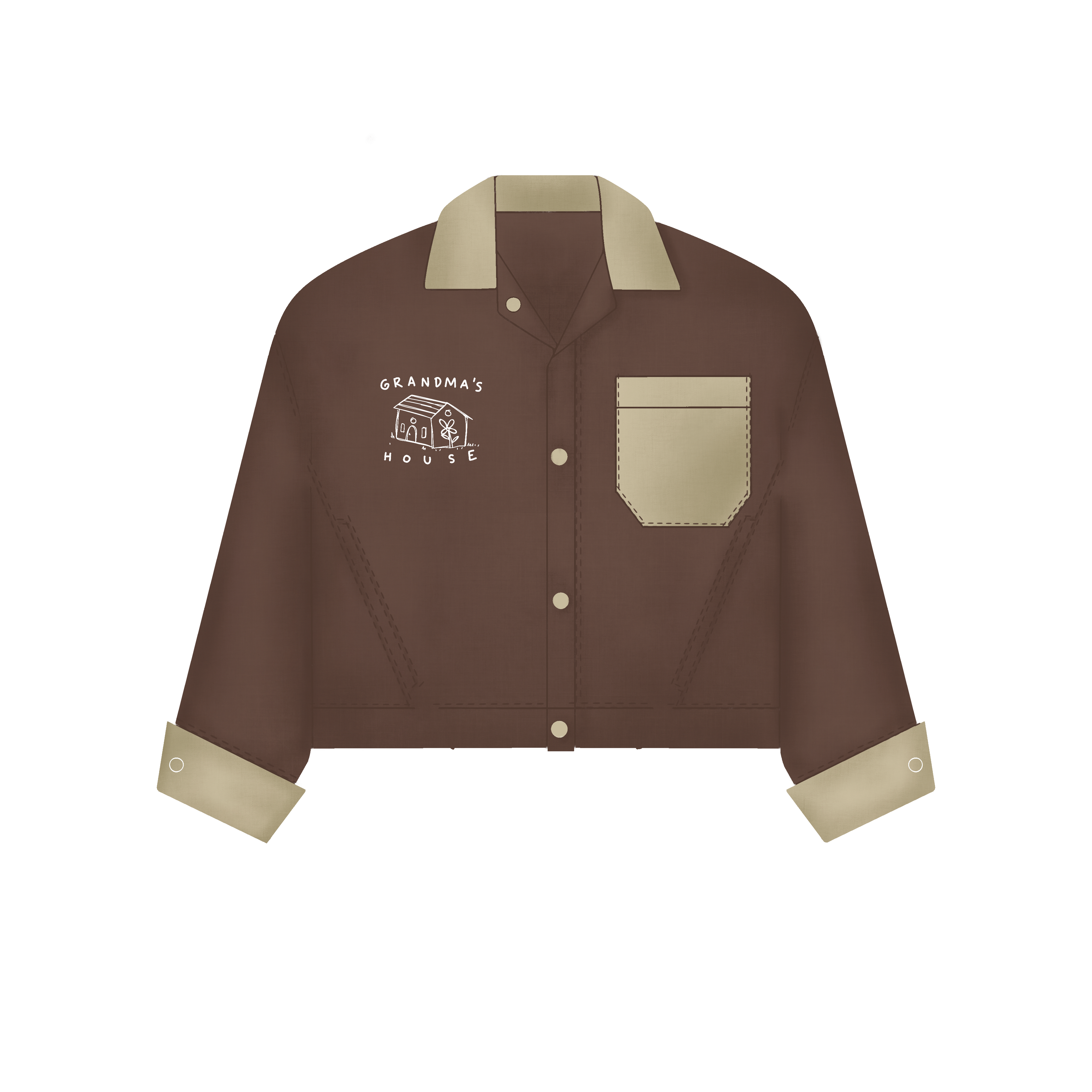 Work Female Jacket Drill Grandma's - Coffe