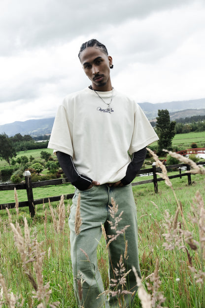 Japan Temple Boxy T-shirt - Beige