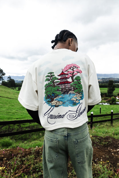 Japan Temple Boxy T-shirt - Beige