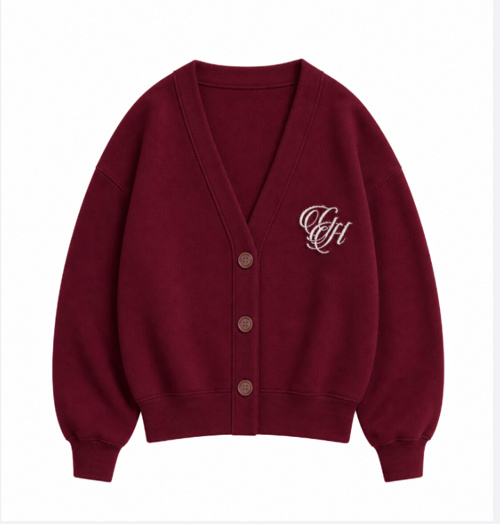 Cardigan Knit Fabric Grandma´s - Wine red